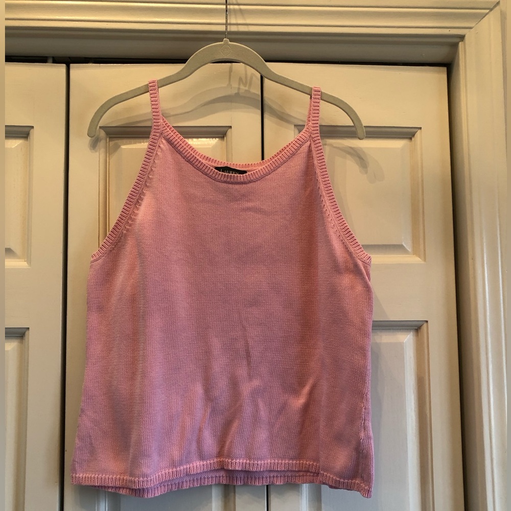Lauren by Ralph Lauren, Large, 100% cotton pink tank sweater